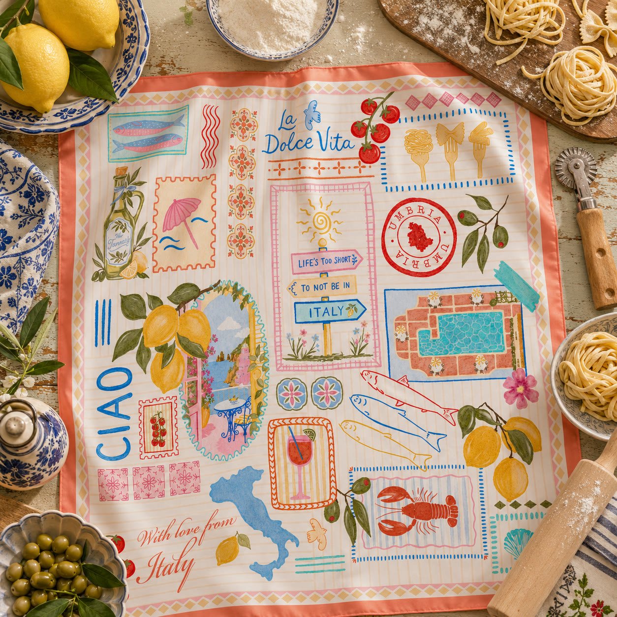 La Dolce Vita Portrait-style silk scarf