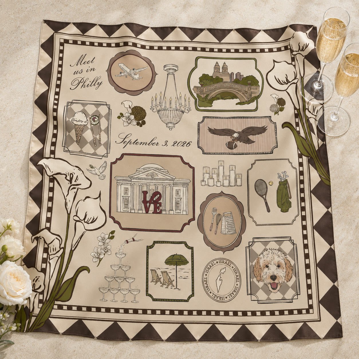 Meet Me In Philly Portrait-style silk scarf
